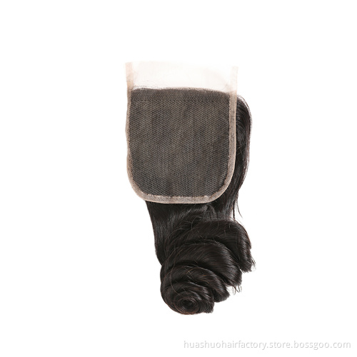 Wholesale 100% Virgin Human Hair Pre Plucked Swiss Burmese Loose Curl 5X5 6X6 7X7 Lace Closure